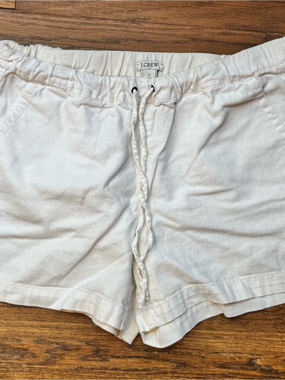 J. Crew White Linen-Blend Drawstring women’s Shorts Size Small